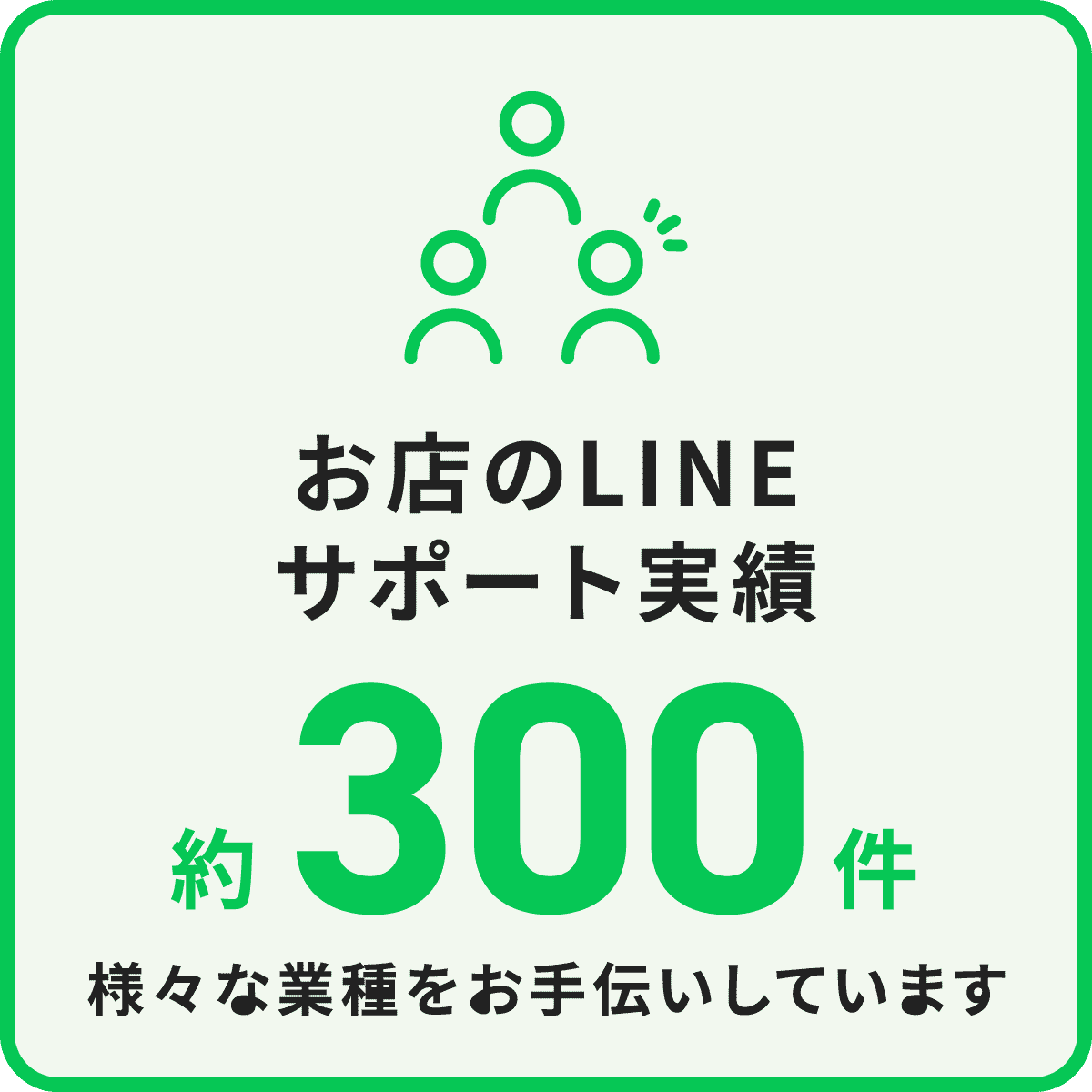 お店のLINEサポート実績 約300件 様々な業種をお手伝いしています
